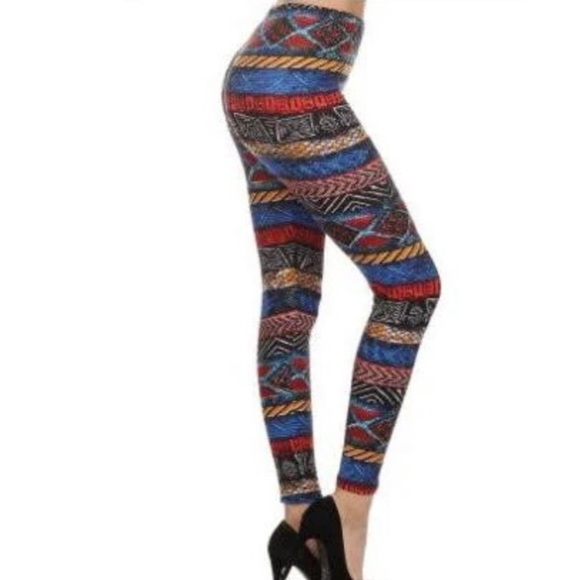 Eevee Butter Soft Blue & Rust Pattern Leggings - Picture 7 of 7